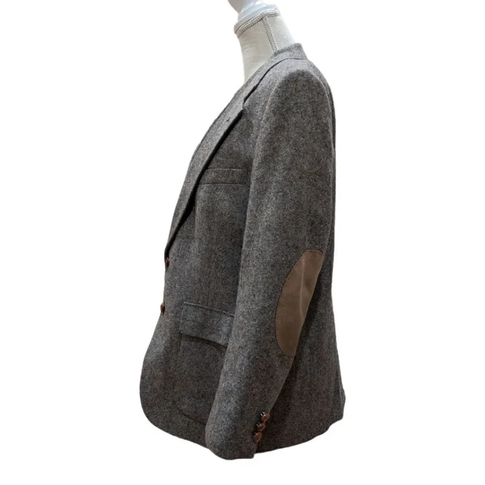 Charles Klein Wool Brown Two Button Blazer Chestnut Button Patch Elbows Size 40S
